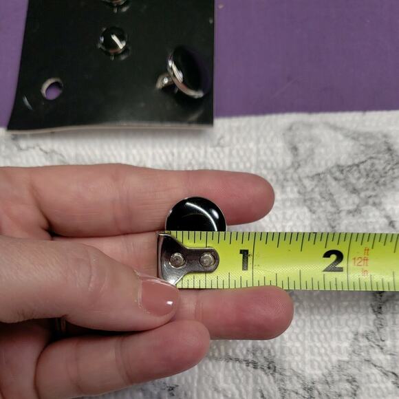 John William Clothing Cufflinks Set, Shiny Black Front, Silver Tone Back - Picture 8 of 9